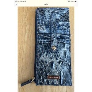 Brahmin Melbourne Credit Card Slim Leather Wallet DRAGON Green Blue NEW*READ